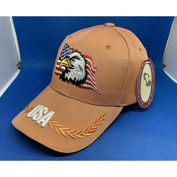 WWT USA American Flag Eagle Embroidered Patriotic Baseball Cap Hat Adjustable - Picture 2 of 6